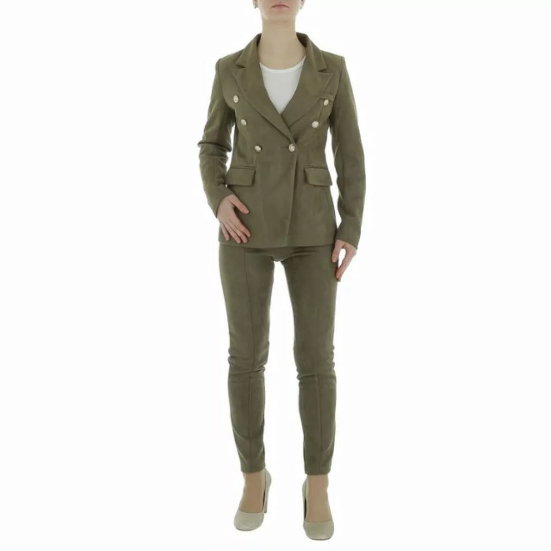 Ital-Design Anzug Damen Elegant (86365240) Knopfleiste Zweiteiler in Khaki günstig online kaufen