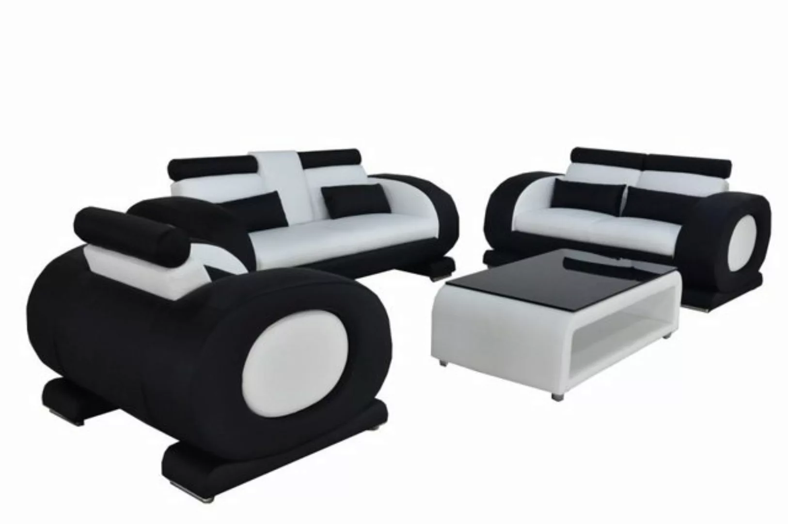 JVmoebel Sofa Sofa Couch Leder Sitz 3+2+1 Komplett Set Garnitur Designer Mö günstig online kaufen