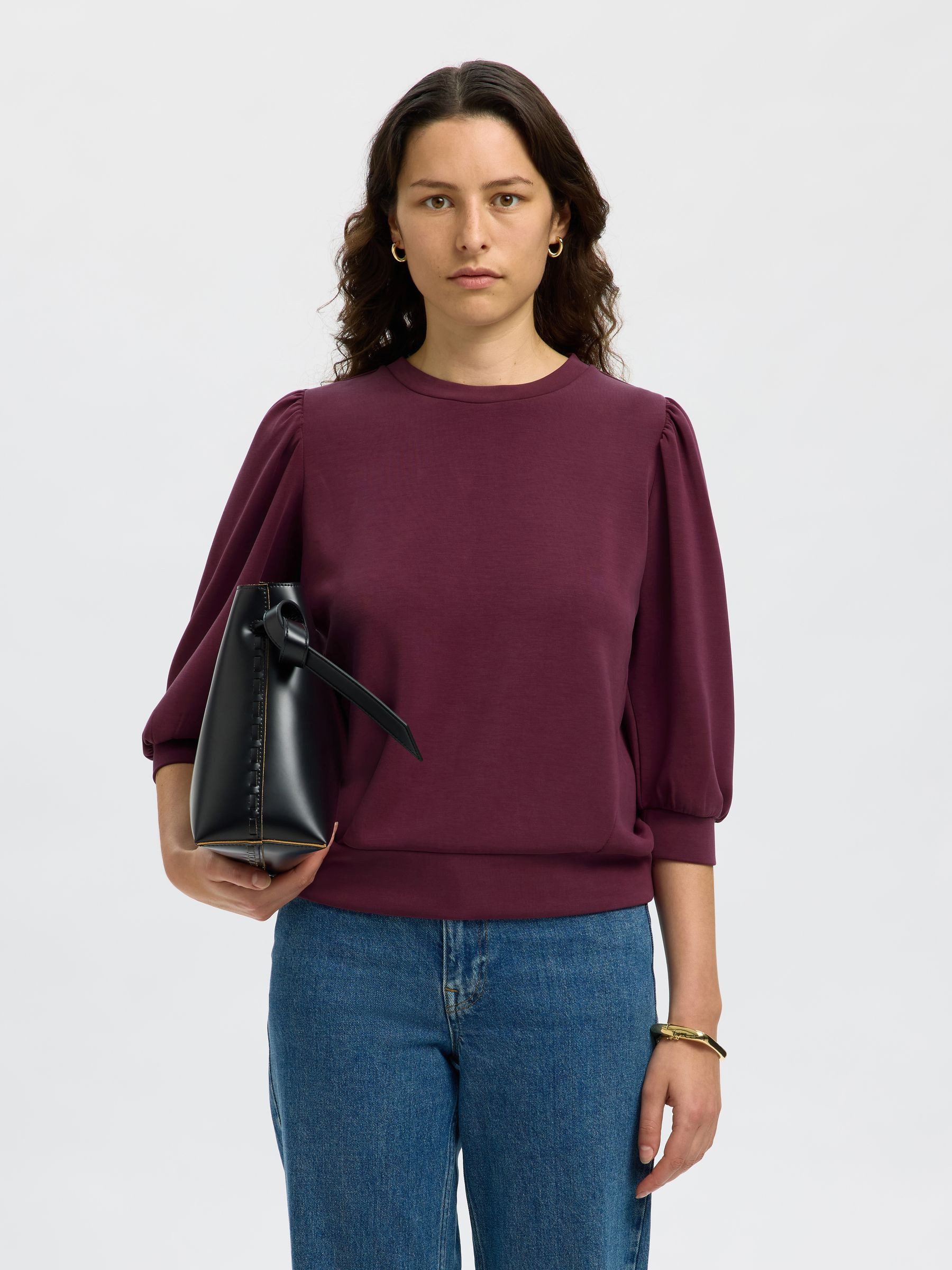 SELECTED FEMME Blusenshirt locker geschnitten Rundhalsausschnitt günstig online kaufen