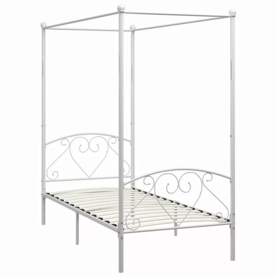 furnicato Bettgestell Himmelbett-Gestell Weiß Metall 90 x 200 cm (1-tlg) günstig online kaufen