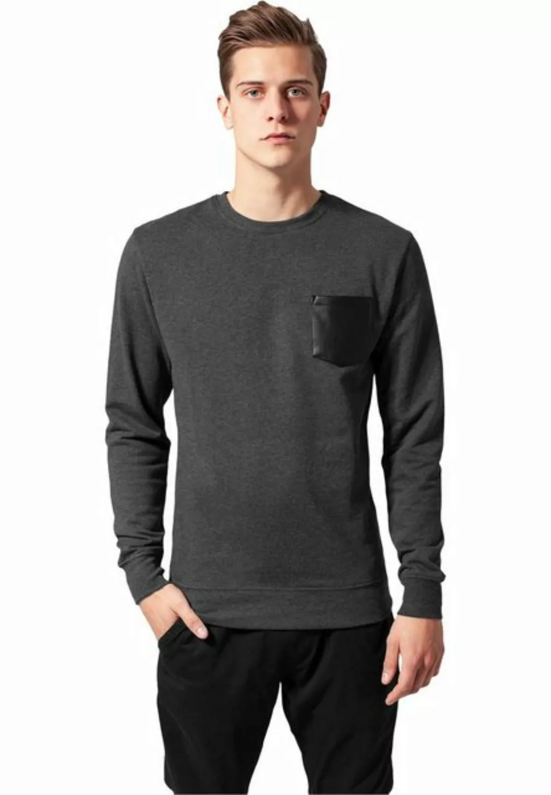 URBAN CLASSICS Langarmshirt TB1034 - Contrast Pocket Crewneck charcoal/leat günstig online kaufen