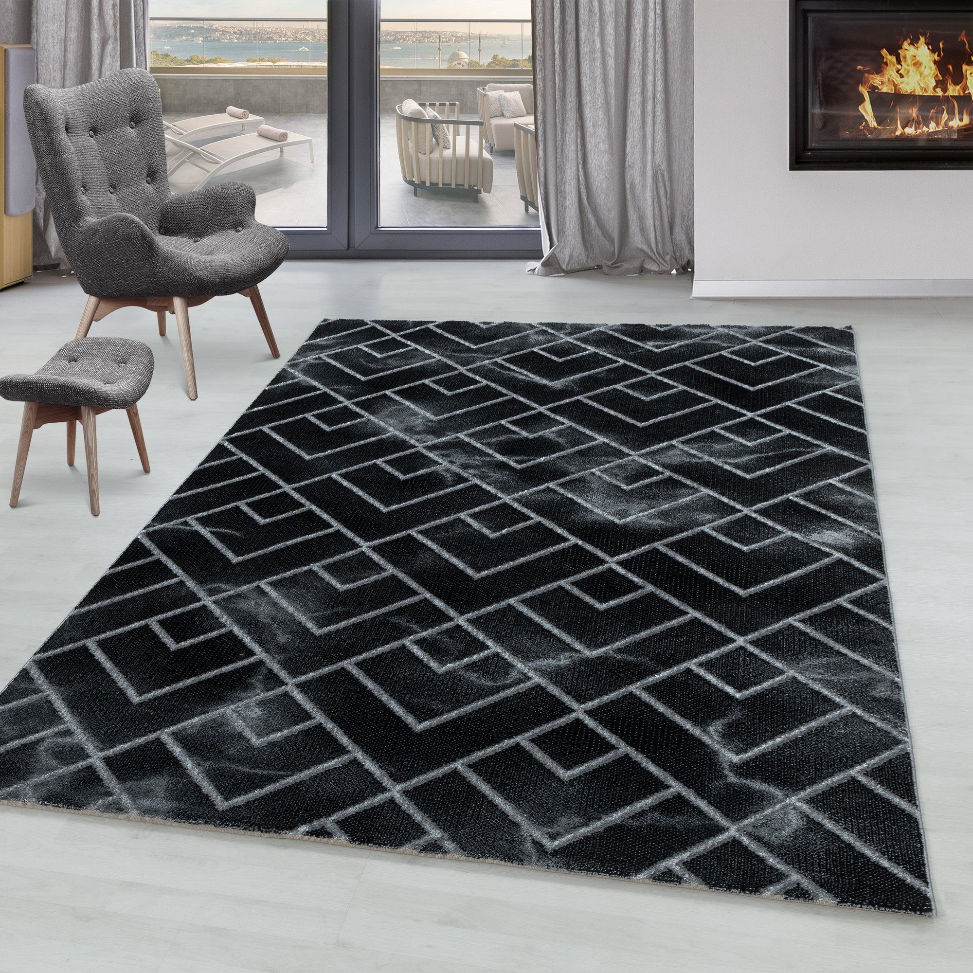 SIMPEX24 Designteppich Marmor Design, Läufer, Höhe: günstig online kaufen