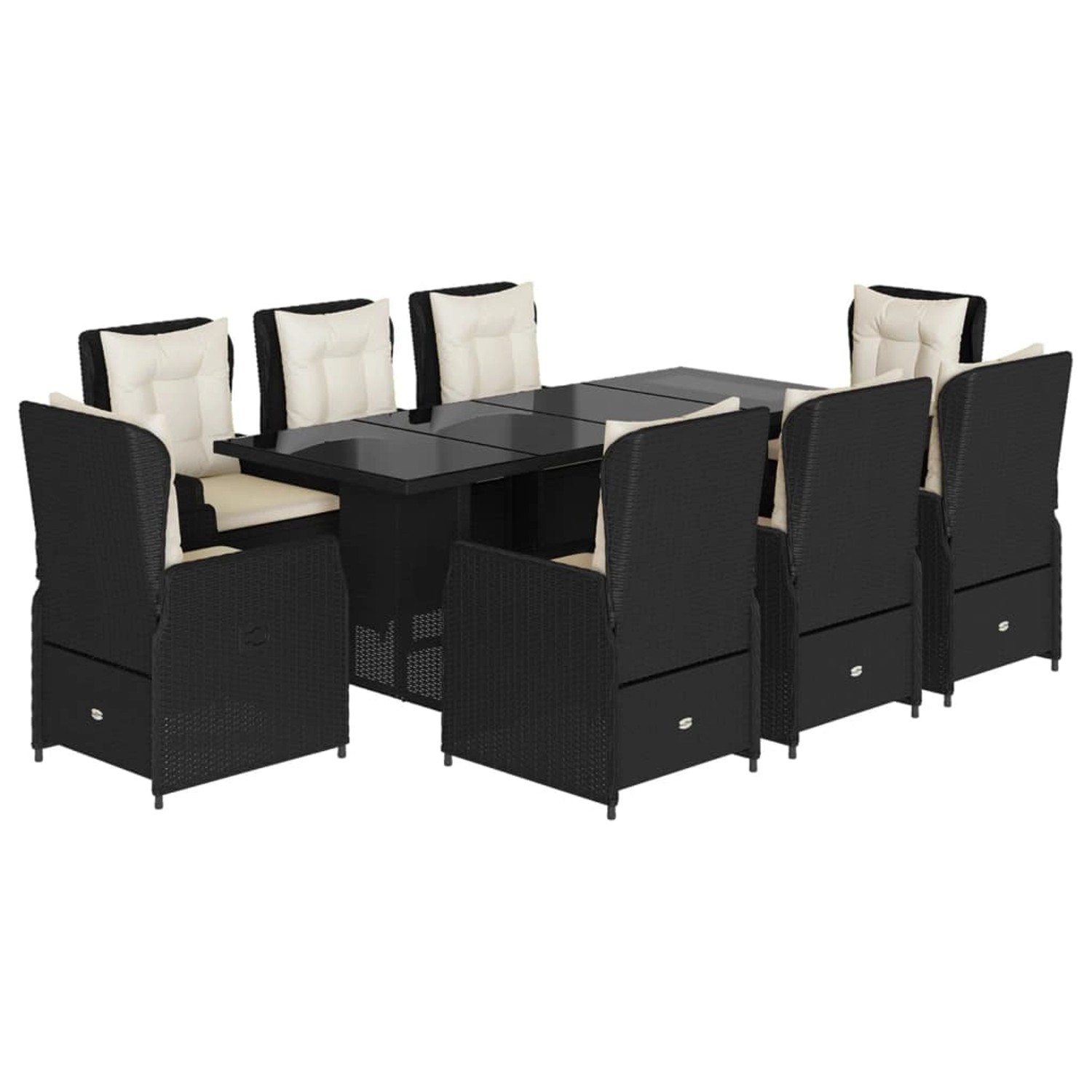 vidaXL 9-Tlg Garten-Essgruppe mit Kissen Schwarz Poly Rattan 3262778 günstig online kaufen