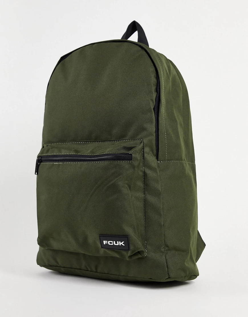 French Connection – FCUK – Rucksack mit Logo-Print in Khaki-Grün günstig online kaufen