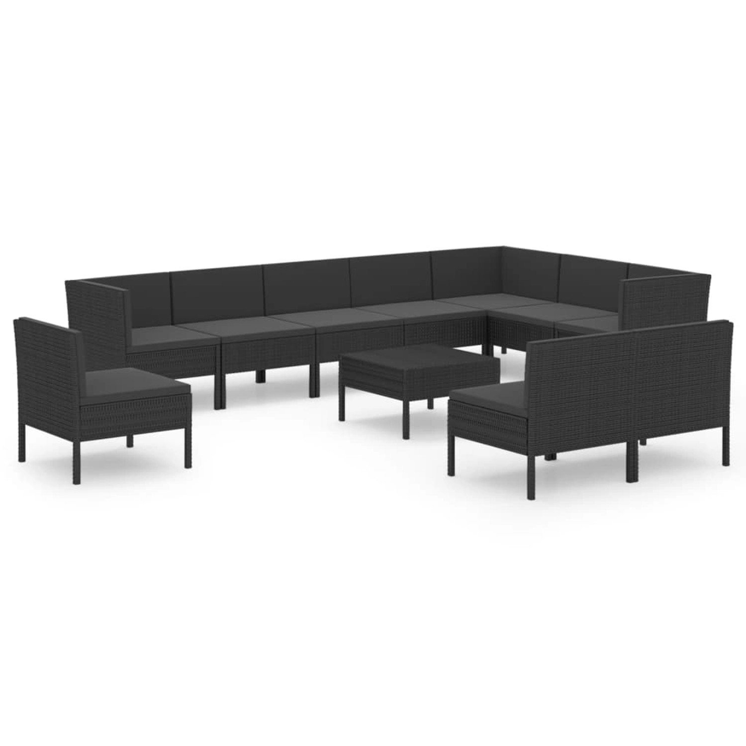 11-tlg. Garten-lounge-set Mit Auflagen Poly Rattan Schwarz günstig online kaufen