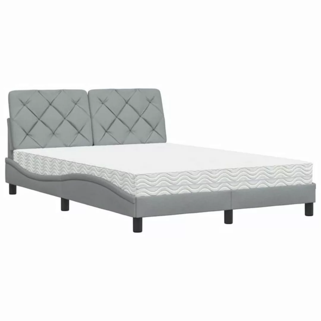 vidaXL Bett Bett mit Matratze Hellgrau 120x200 cm Stoff günstig online kaufen