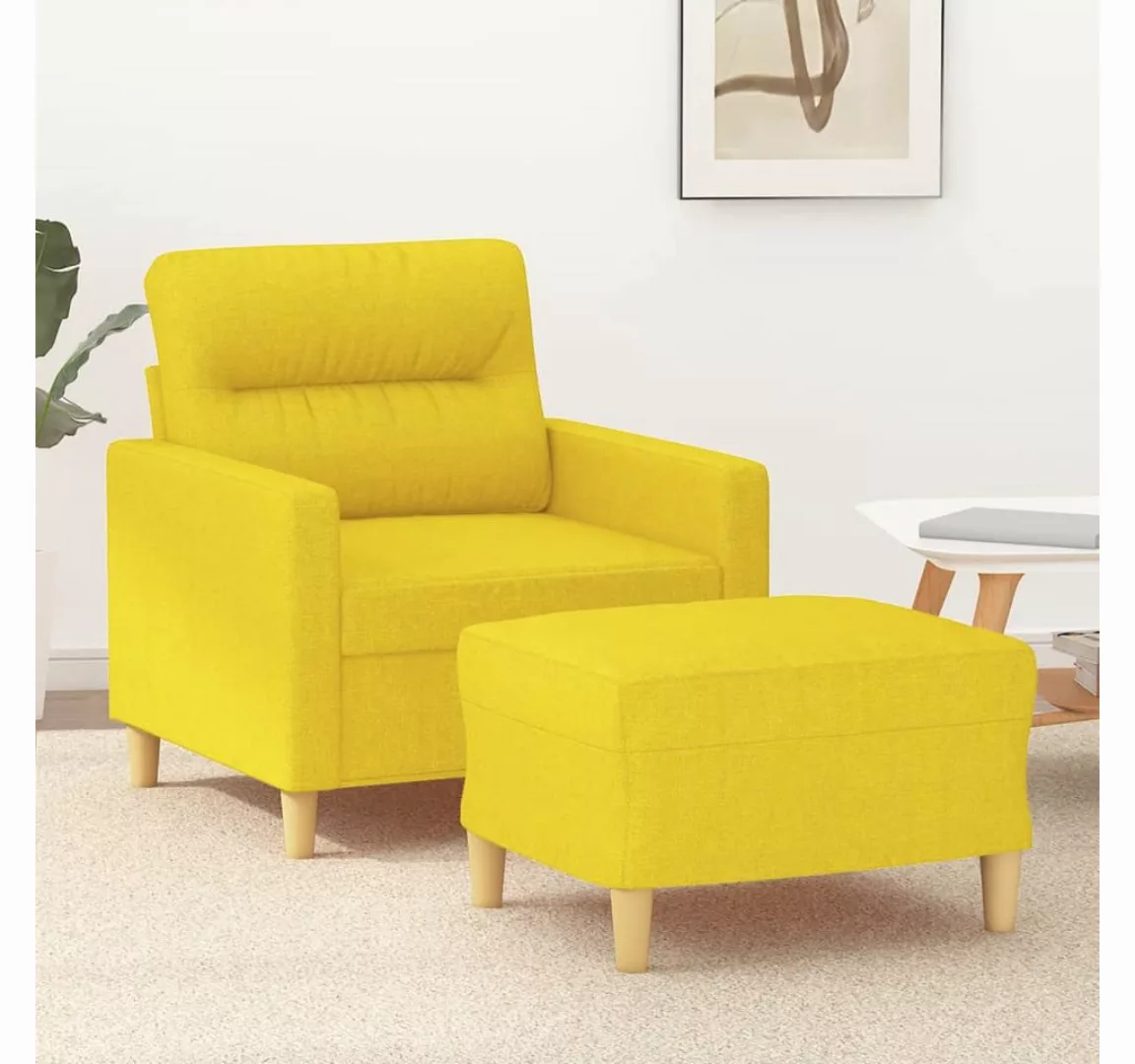 vidaXL Sofa Sessel mit Hocker 60 cm Stoff, Gelb günstig online kaufen