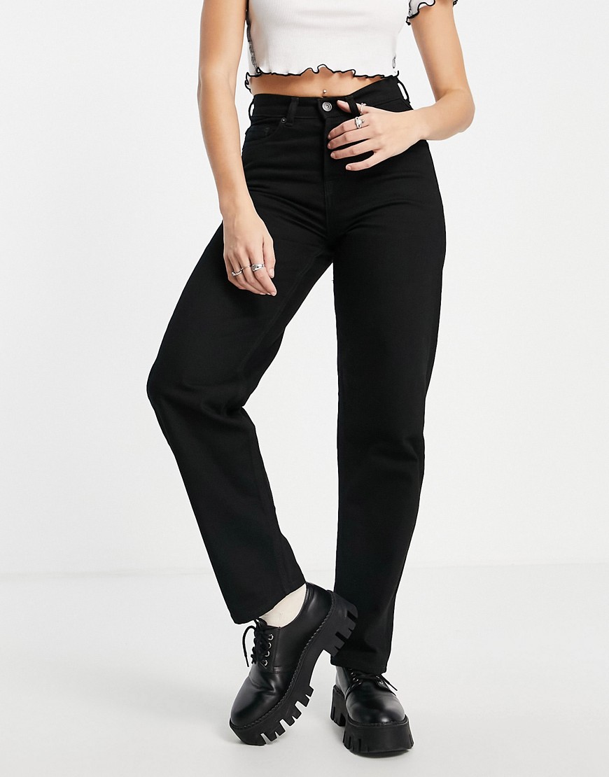 Selected Femme – Weite Jeans aus Bio-Baumwolle in Schwarz, rundes Design günstig online kaufen