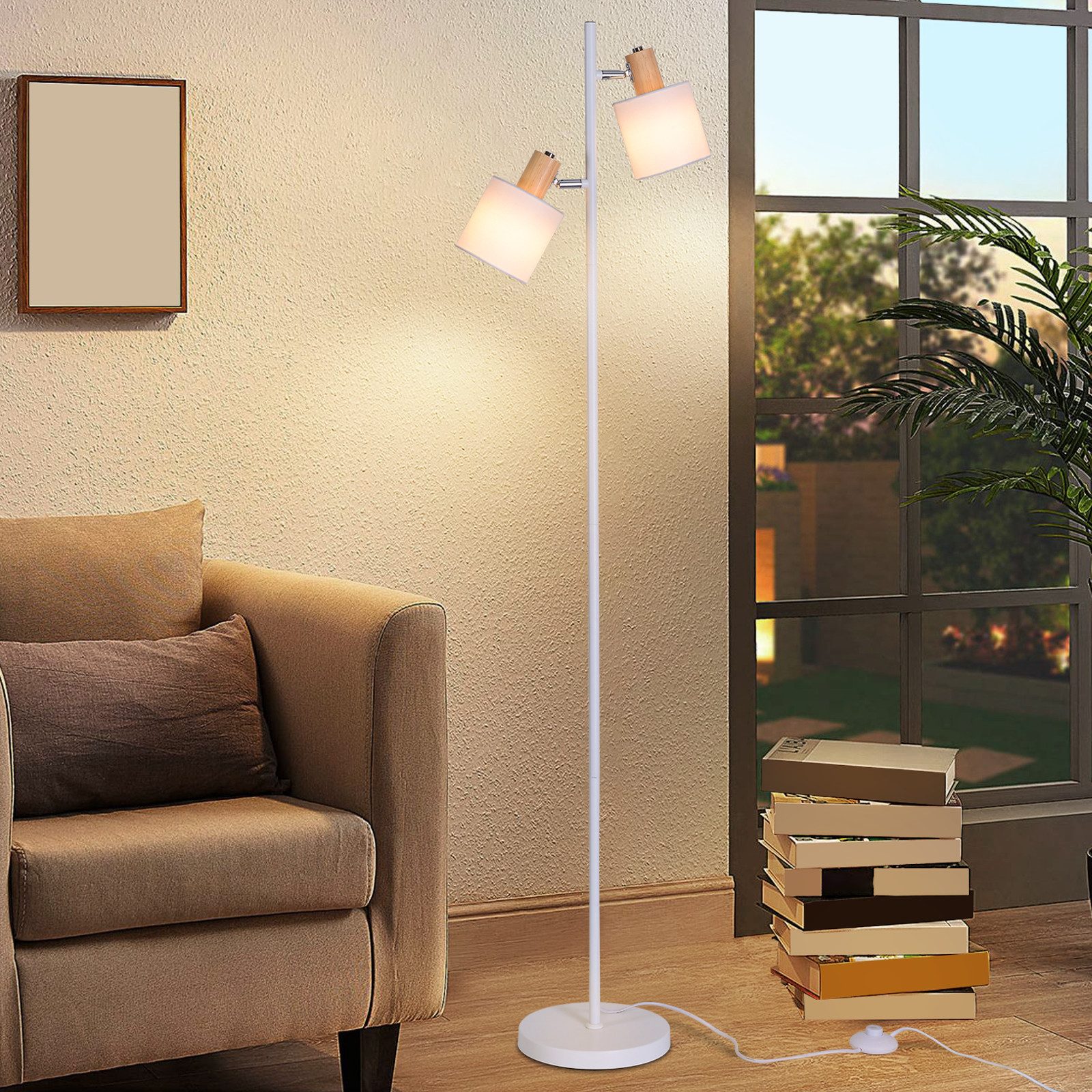 ZMH Stehlampe Wohnzimmer 145cm 2 Flammig günstig online kaufen