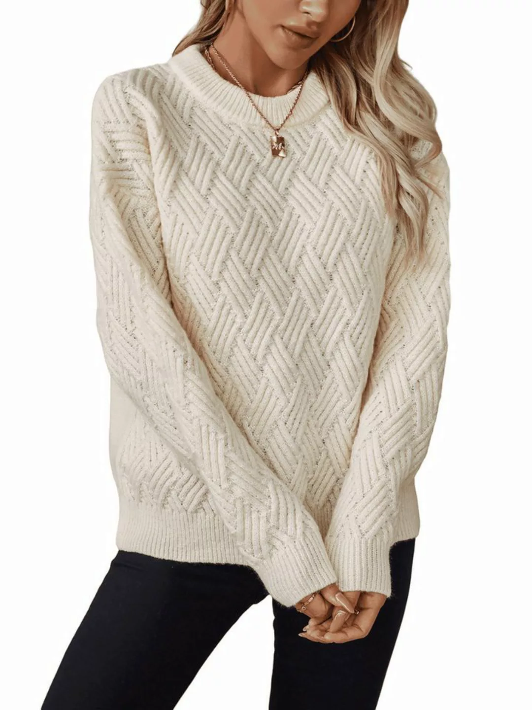 Nebelmeer Strickpullover Pullover Pullover Damen Lockerer Große Größe Stric günstig online kaufen