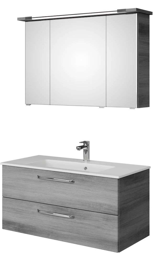 Saphir Badmöbel-Set Trentino 2-teilig Glas-Waschtisch, Spiegelschrank günstig online kaufen