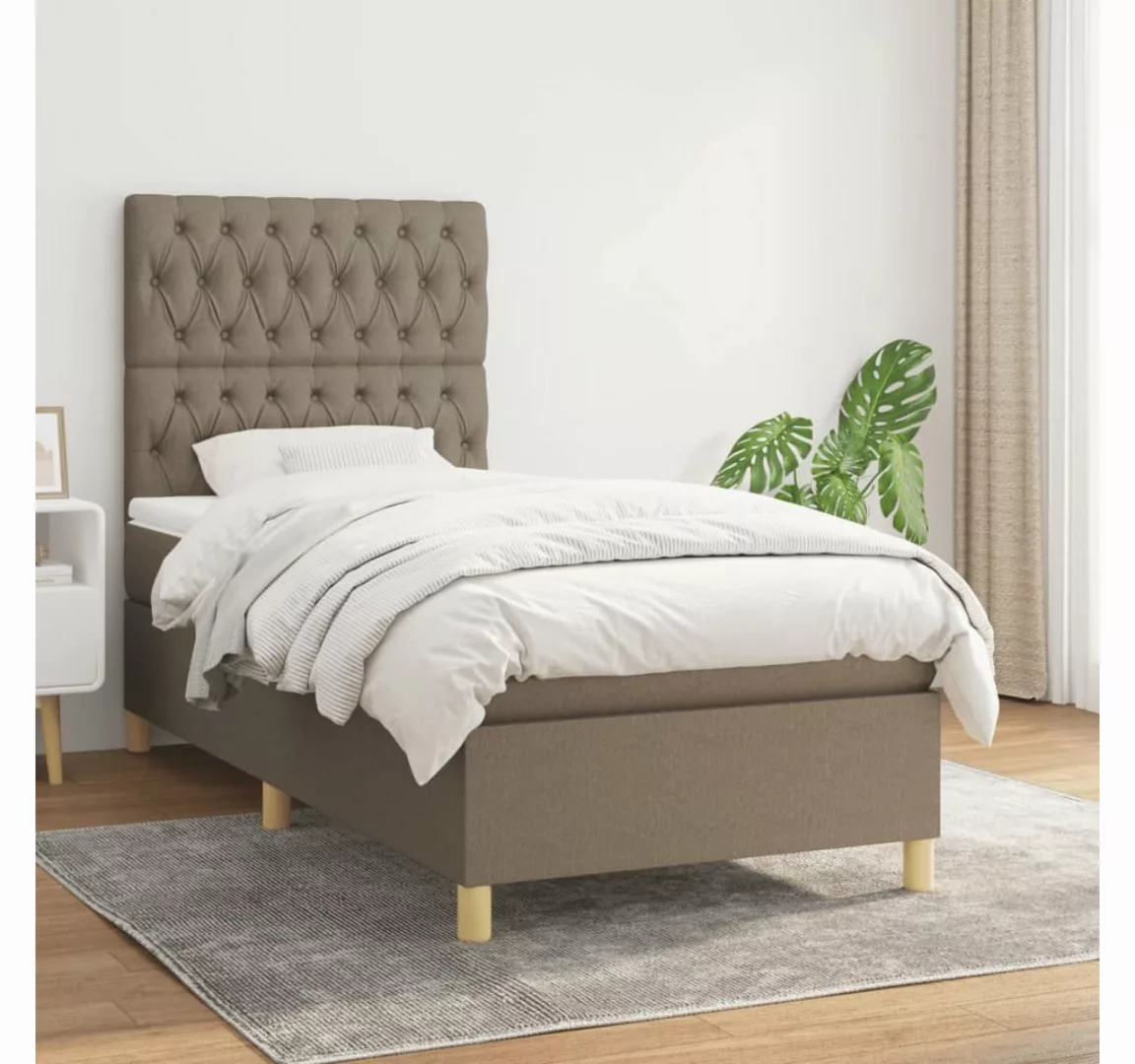 vidaXL Boxspringbett Bett Boxspringbett mit Matratze Stoff (90 x 190 cm, Ta günstig online kaufen