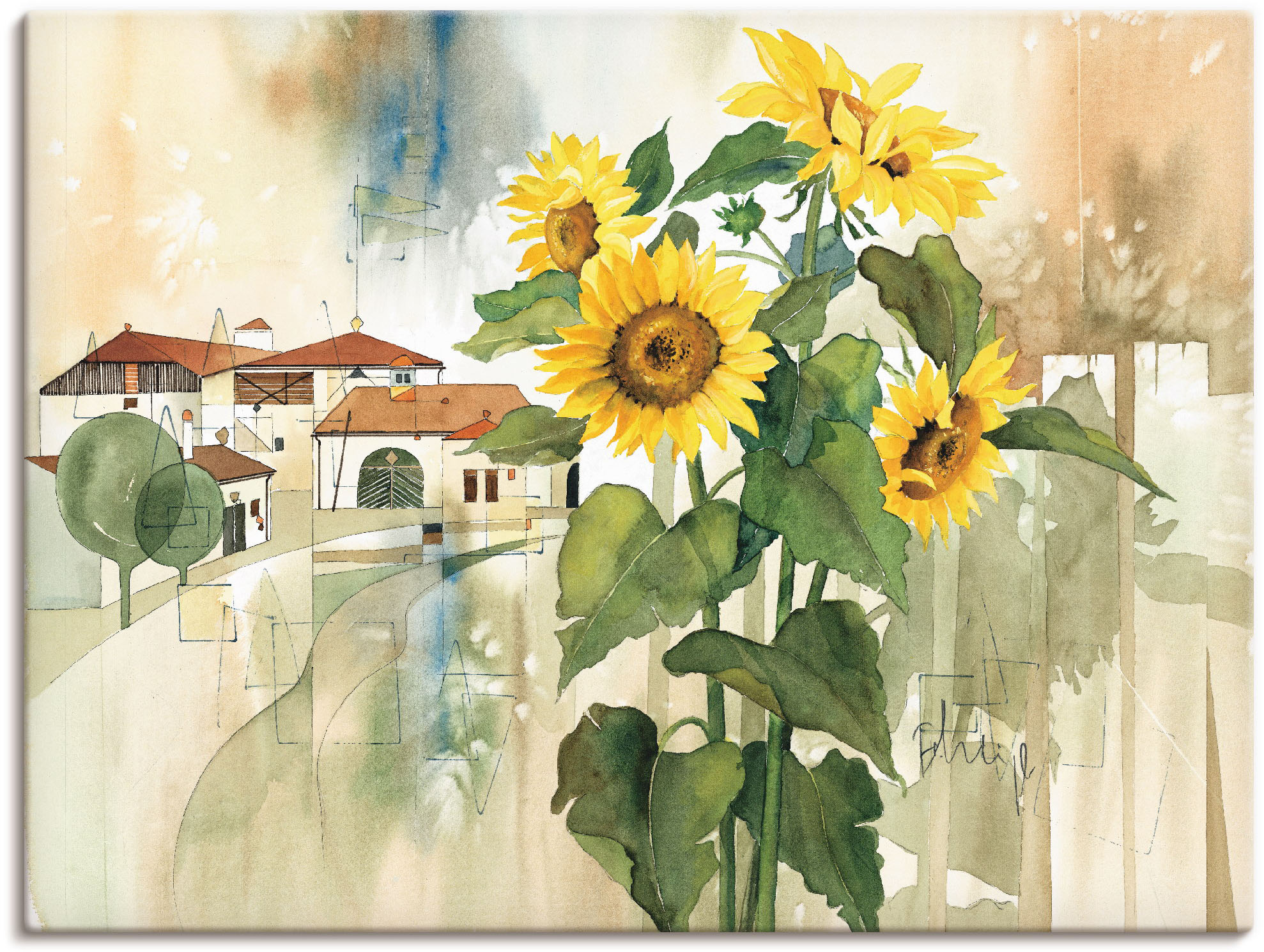 Artland Leinwandbild "Gruss der Sonnenblume", Blumen, (1 St.), auf Keilrahm günstig online kaufen