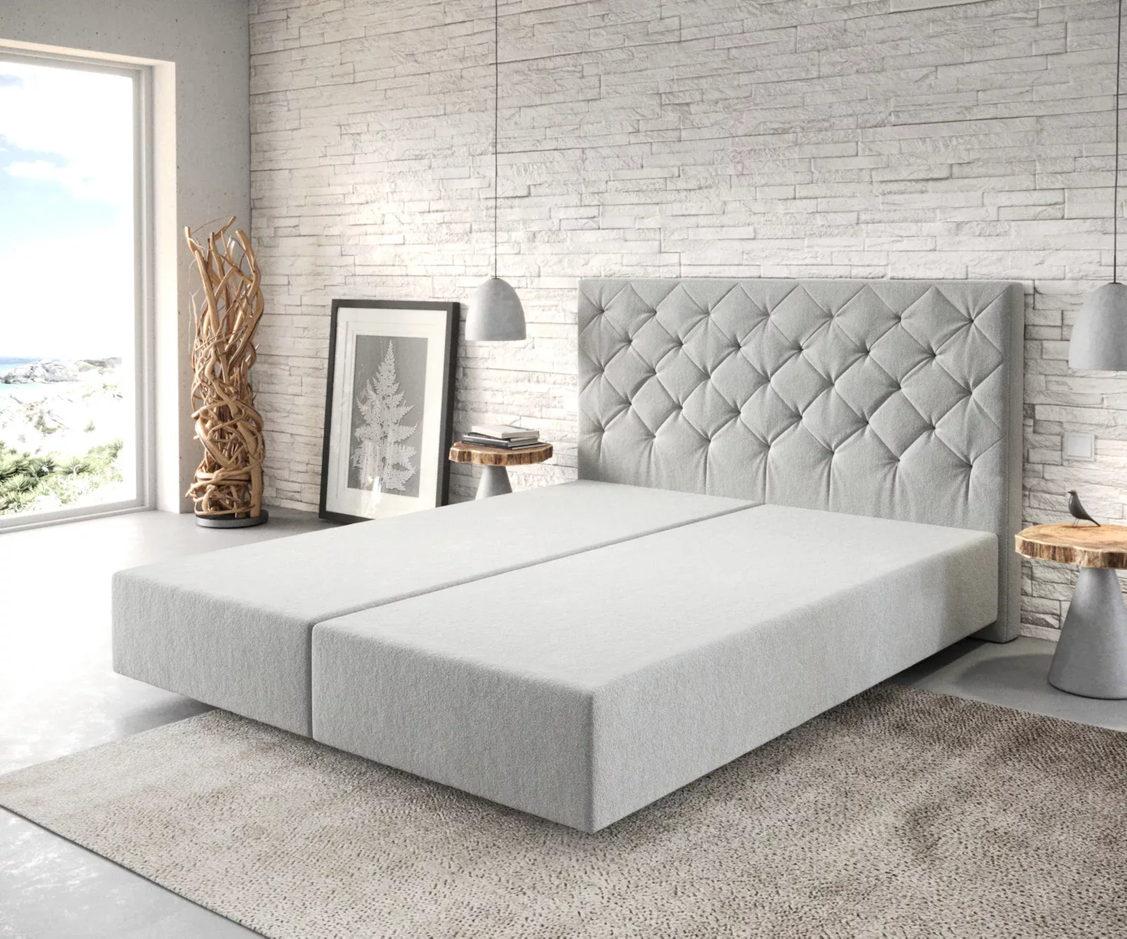 DELIFE Boxspringbett Dream-Great, Mikrofaser Silbergrau 160x200 cm günstig online kaufen