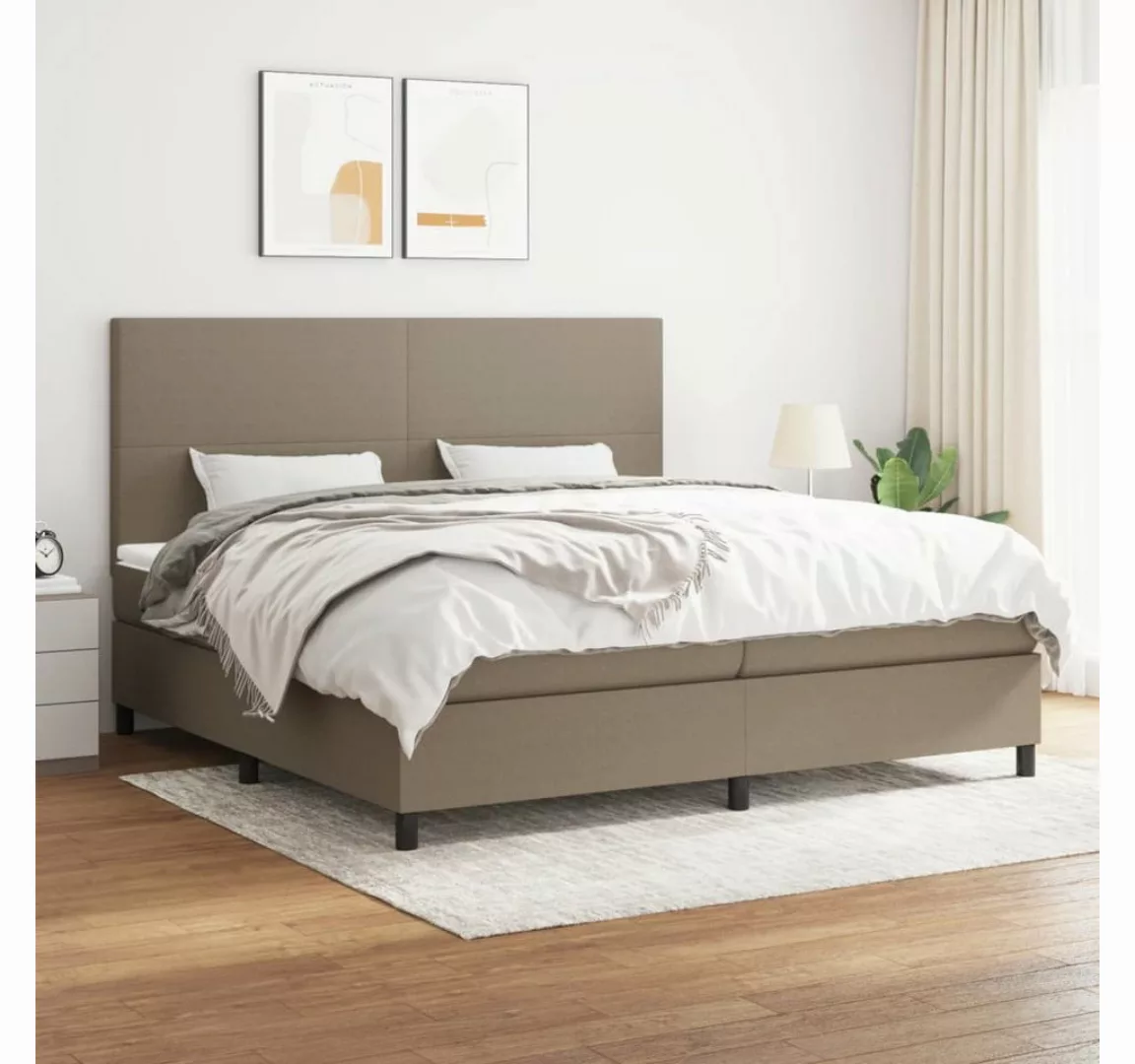 vidaXL Boxspringbett Boxspringbett mit Matratze Taupe 200x200 cm Stoff Bett günstig online kaufen