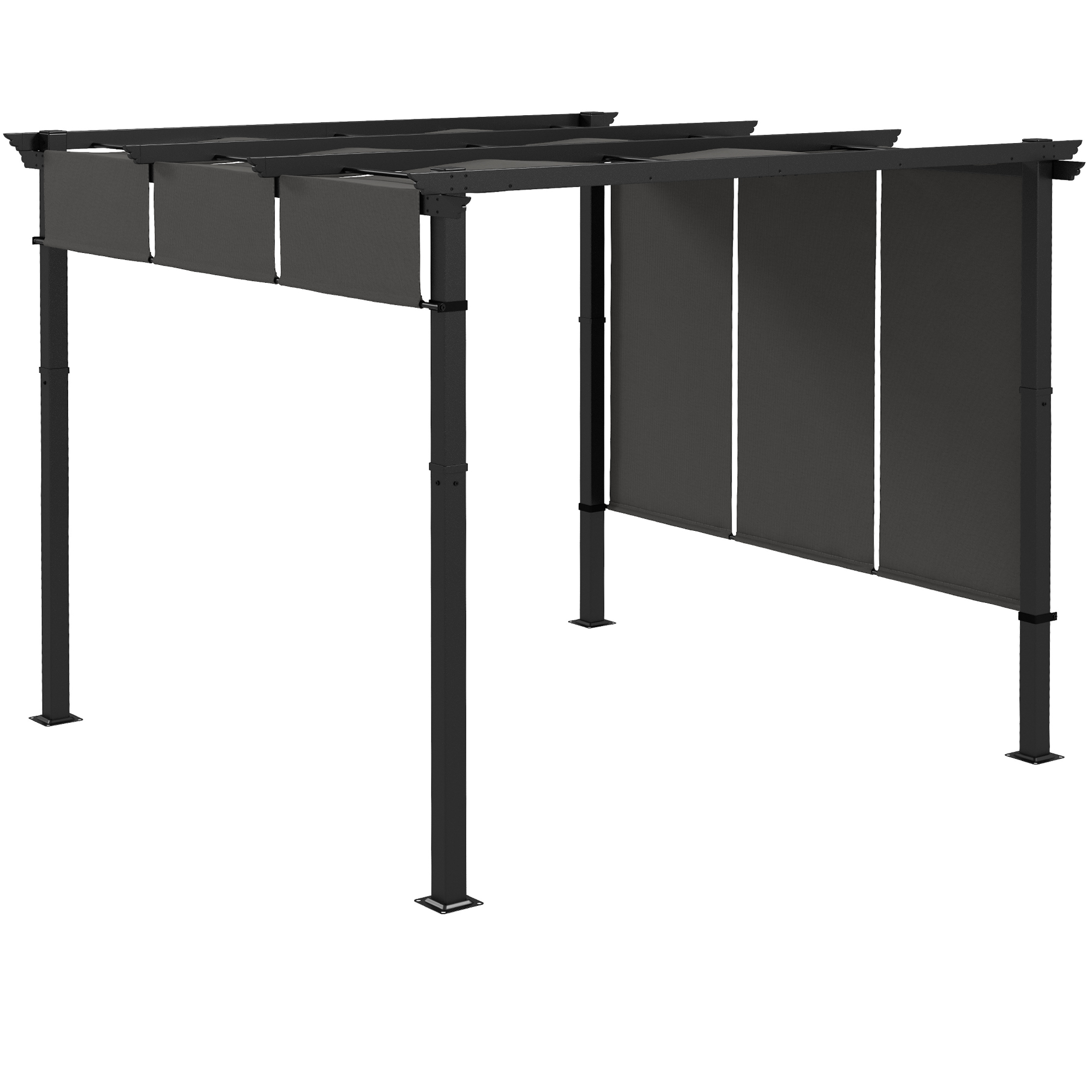 Outsunny Pergola mit 3 verschiebbaren Stoffdächern 3 x 3 m, Metallstruktur günstig online kaufen