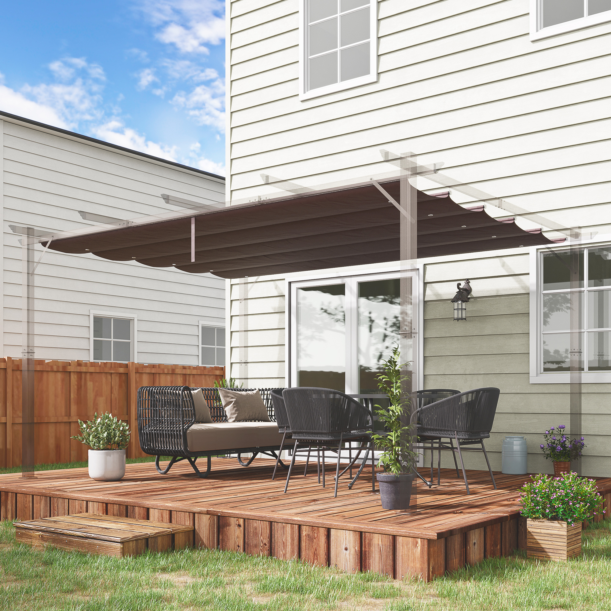 Outsunny Dachabdeckung für zusammenklappbare Pergola-Markise 4 x 3 m - Brau günstig online kaufen