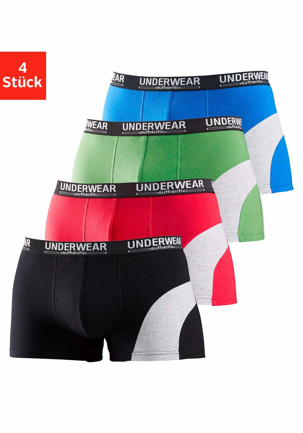 AUTHENTIC UNDERWEAR Boxer, (Packung, 4 St.), mit kontrastfarbenen Einsatz günstig online kaufen