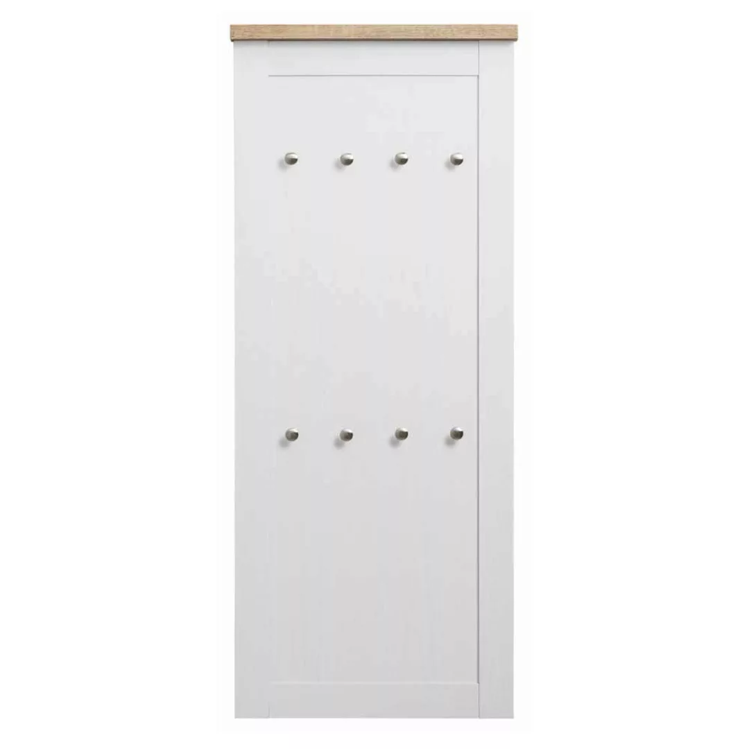 Landhaus Wandgarderobe in Weiß 120 cm hoch mit 8 Haken günstig online kaufen