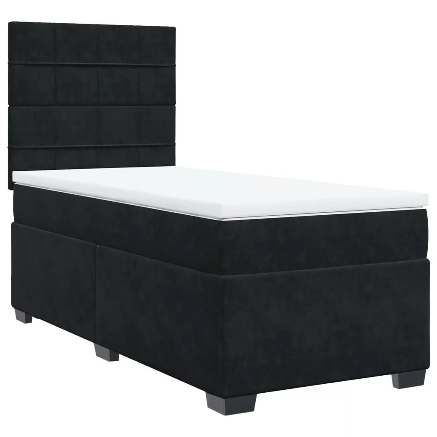 vidaXL Boxspringbett, Boxspringbett mit Matratze Schwarz 100x200 cm Samt günstig online kaufen