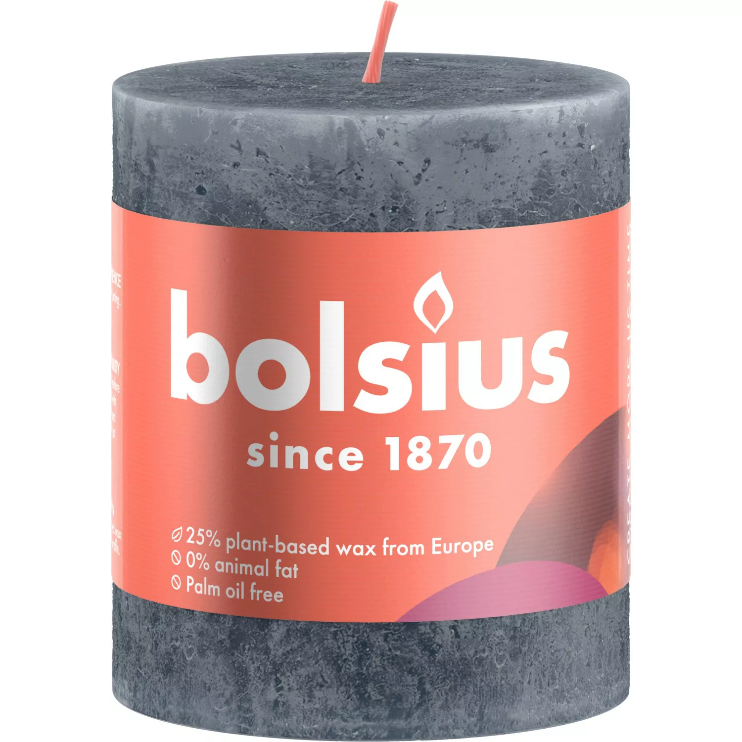 Bolsius Rustik-Kerze Shine Winter Edition Ø 6,8 cm x 8 cm Schieferblau günstig online kaufen