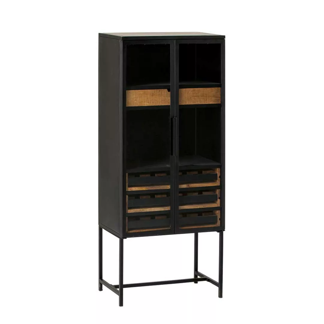 Factory Style Barschrank aus Mangobaum Massivholz Metall günstig online kaufen