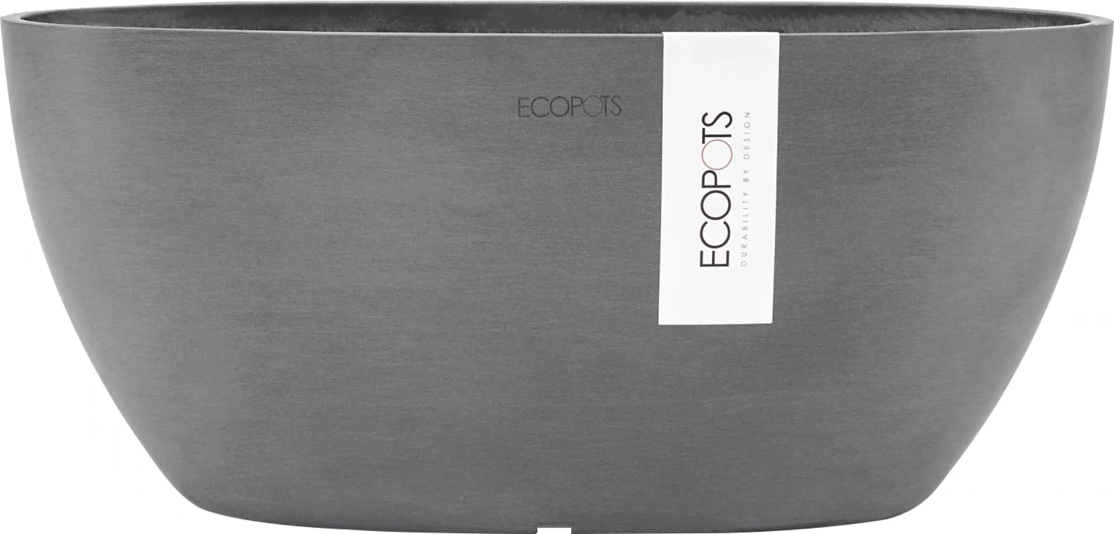 Ecopots Pflanzschale Sofia 30 cm x 13 cm Oval Grau günstig online kaufen