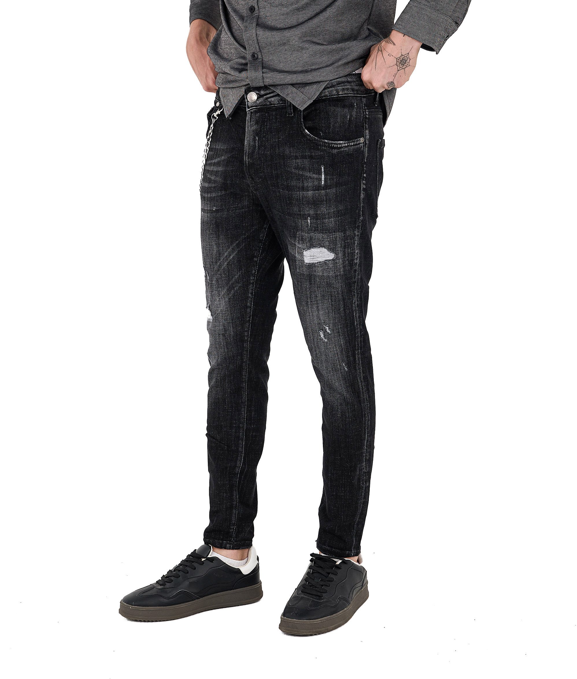 Denim Distriqt Skinny-fit-Jeans Destroyed Herren Jeans günstig online kaufen