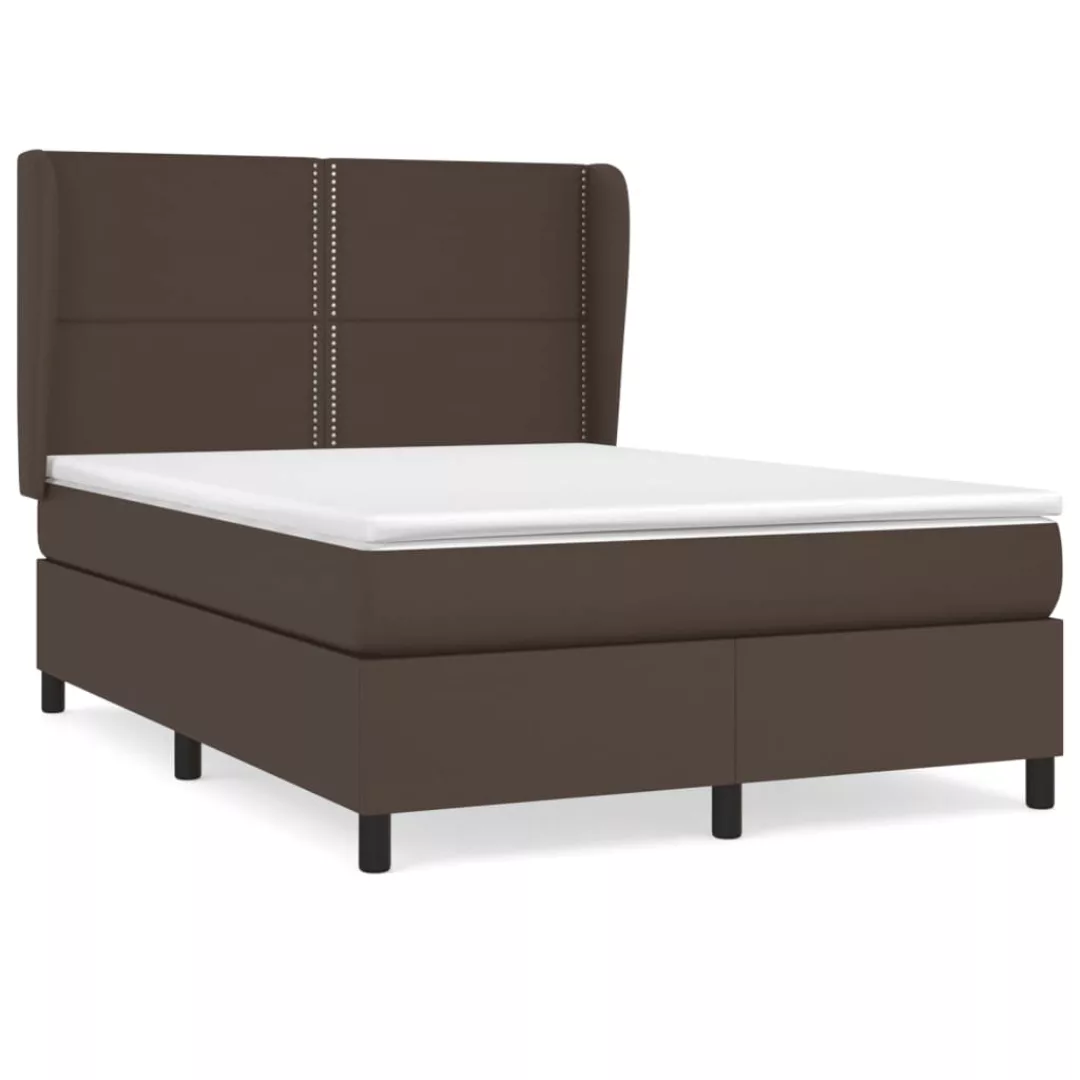 Vidaxl Boxspringbett Mit Matratze Braun 140x200 Cm Kunstleder günstig online kaufen