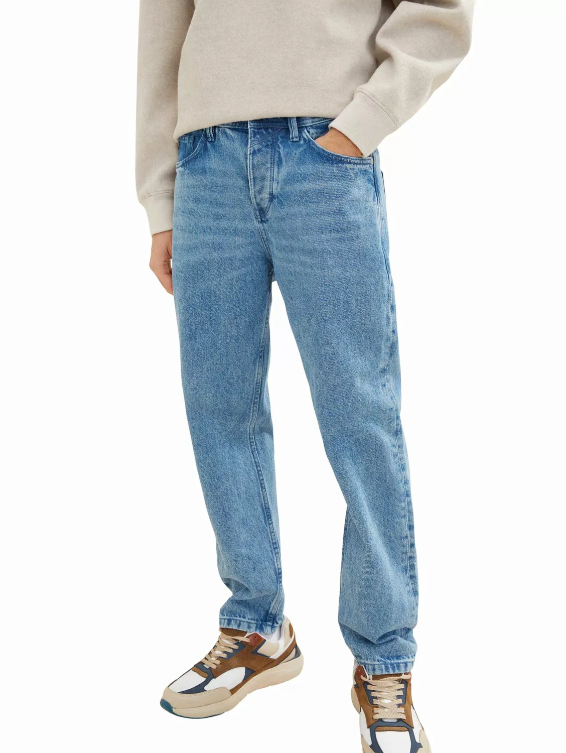 Tom Tailor Denim Herren Jeans LOOSE FIT - Relaxed Fit - Blau - Used Light S günstig online kaufen