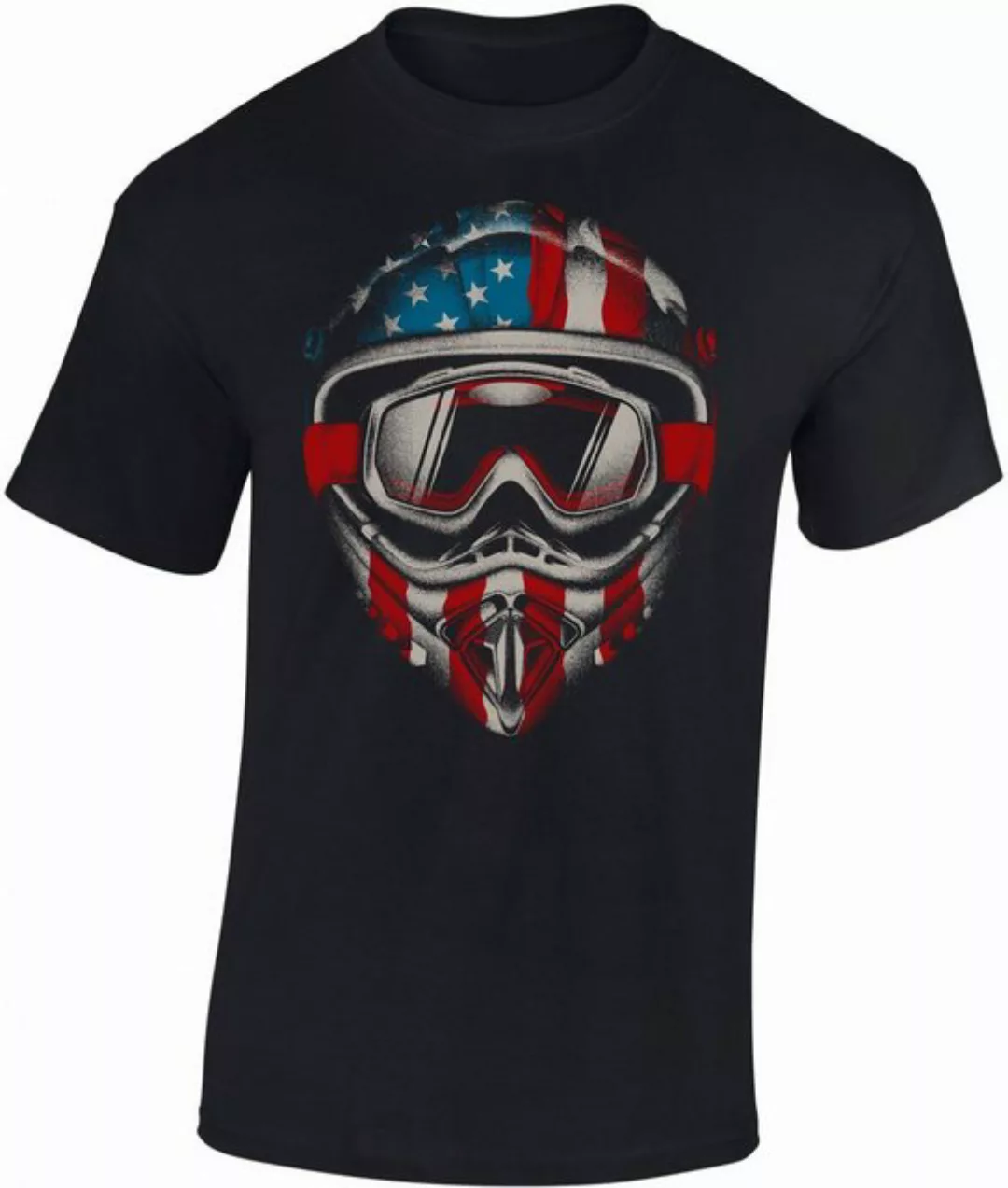 Baddery Print-Shirt Biker Shirt: "American Motocross" - Motorrad T-Shirt, h günstig online kaufen