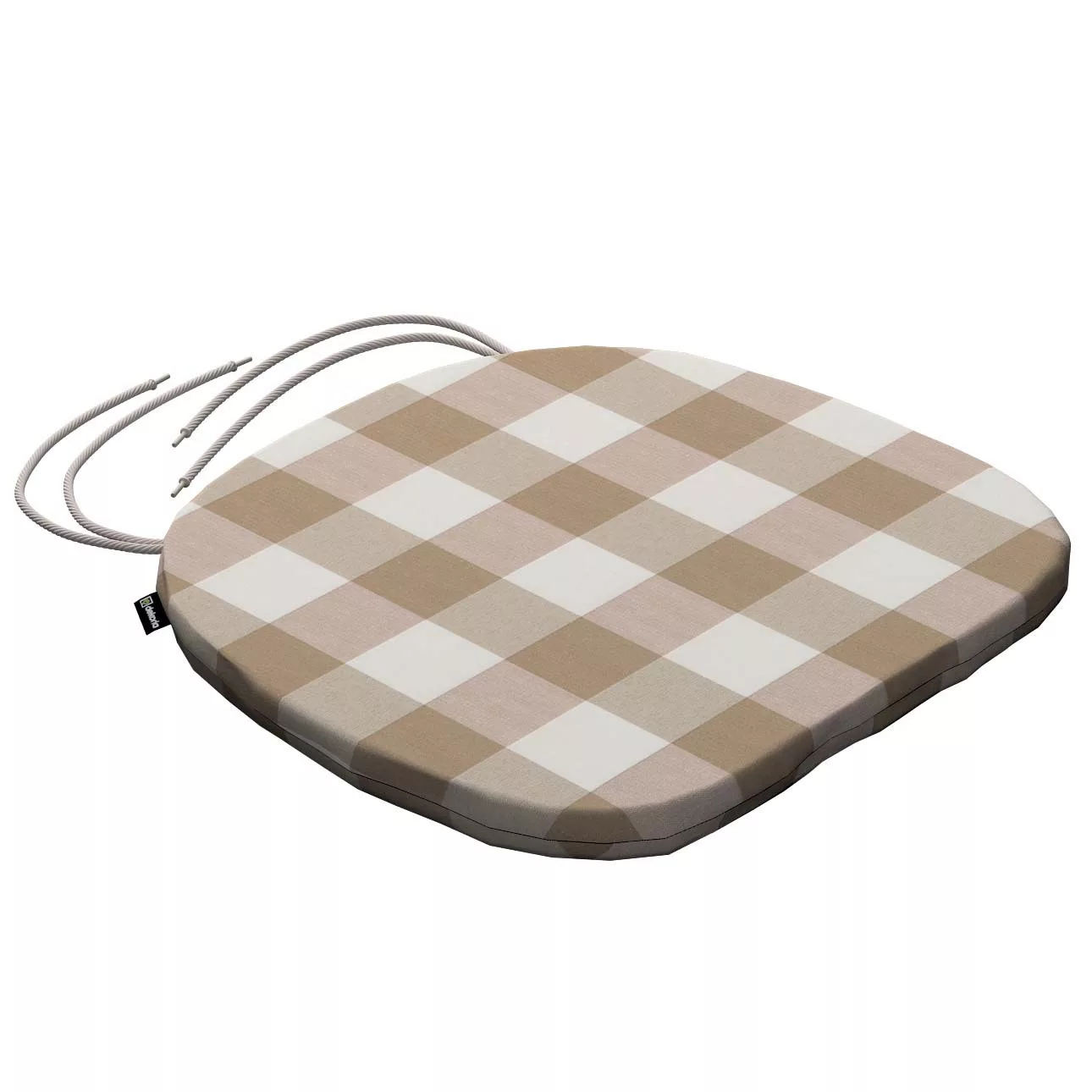 Stuhlkissen Marcus mit Bindeschnur, weiss-beige kariert, 40 x 37 x 2,5 cm, günstig online kaufen