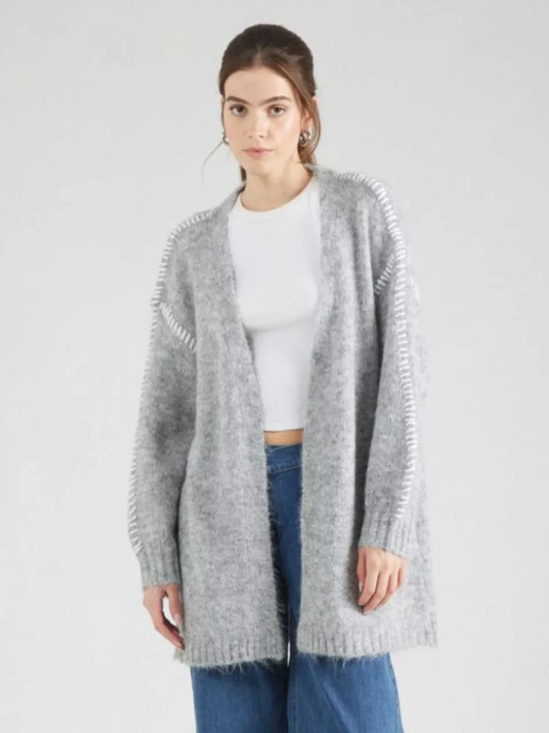 JACQUELINE de YONG Cardigan Strickjacke Knit Fit V-Ausschnitt Ziernähte Car günstig online kaufen