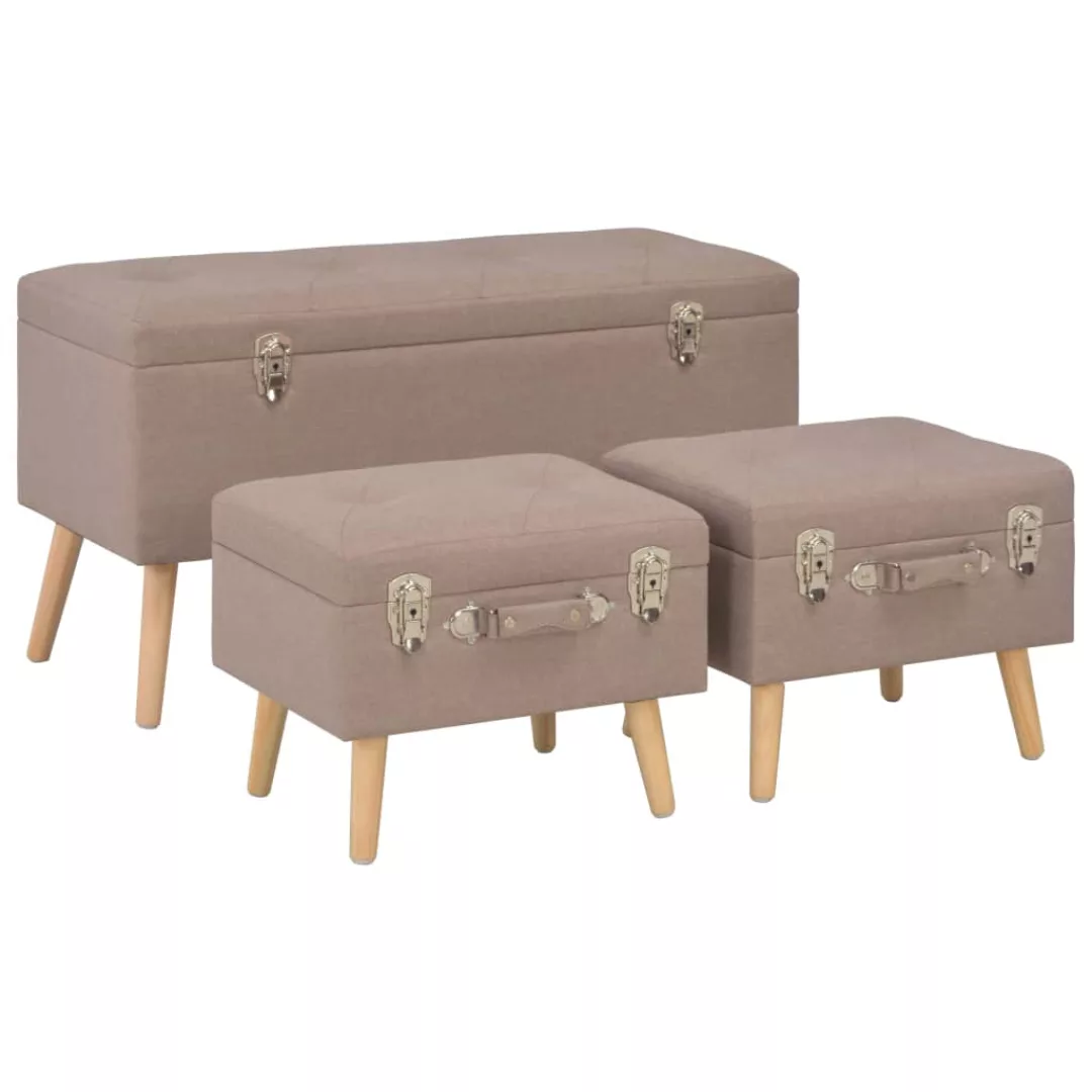 Hocker Mit Stauraum 3 Stk. Braun Stoff günstig online kaufen