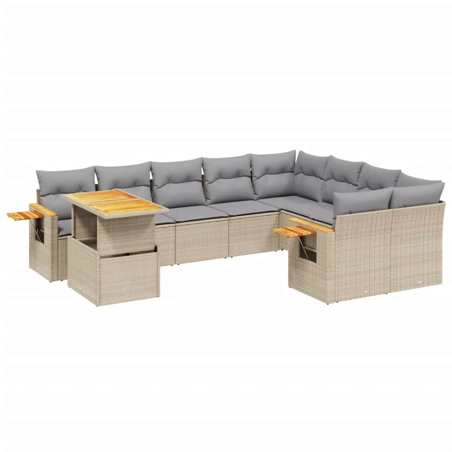 vidaXL 10-tlg Garten-Sofagarnitur mit Kissen Beige Poly Rattan Modell 245 günstig online kaufen