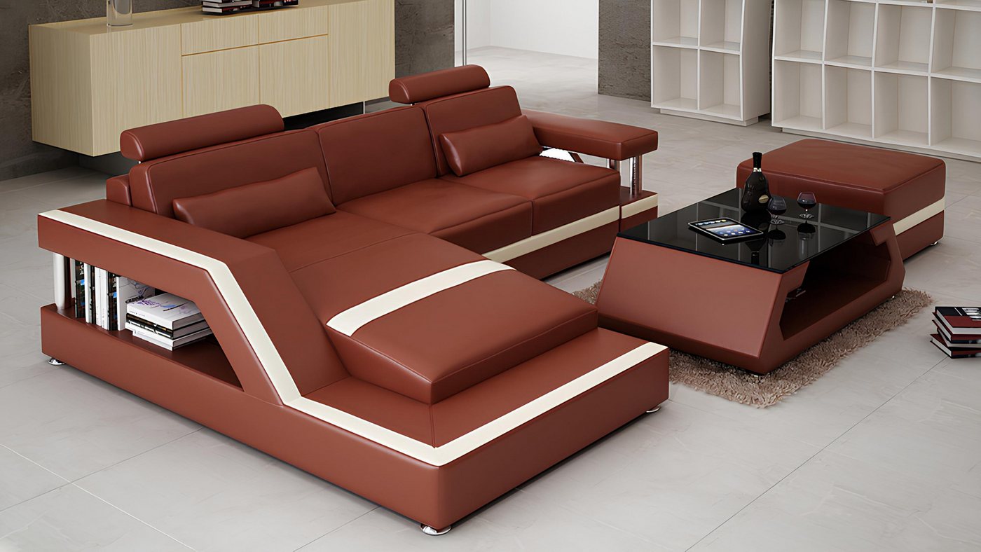 Xlmoebel Ecksofa Modernes Ledersofa mit USB-Anschluss, Wohnlandschaft in Ec günstig online kaufen