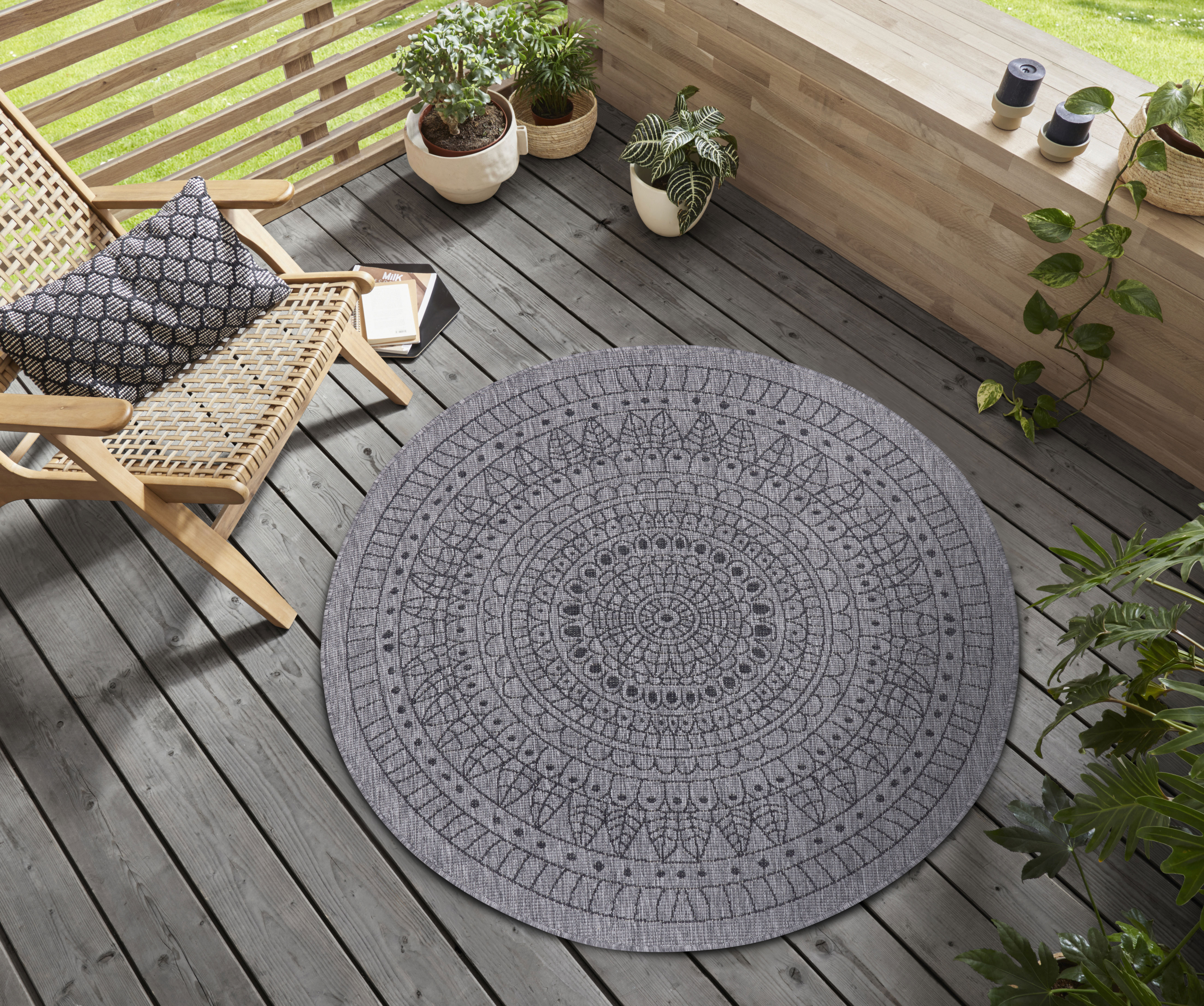 NORTHRUGS Teppich »Porto Wendeteppich«, rund, 5 mm Höhe, In-& Outdoor, Wett günstig online kaufen