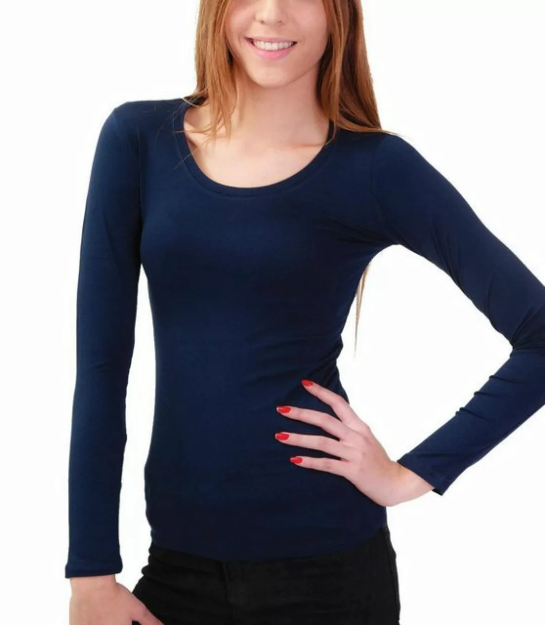 Kefali Cologne Langarmshirt Damen Jersey Langarm Shirt mit Rundhalsausschni günstig online kaufen