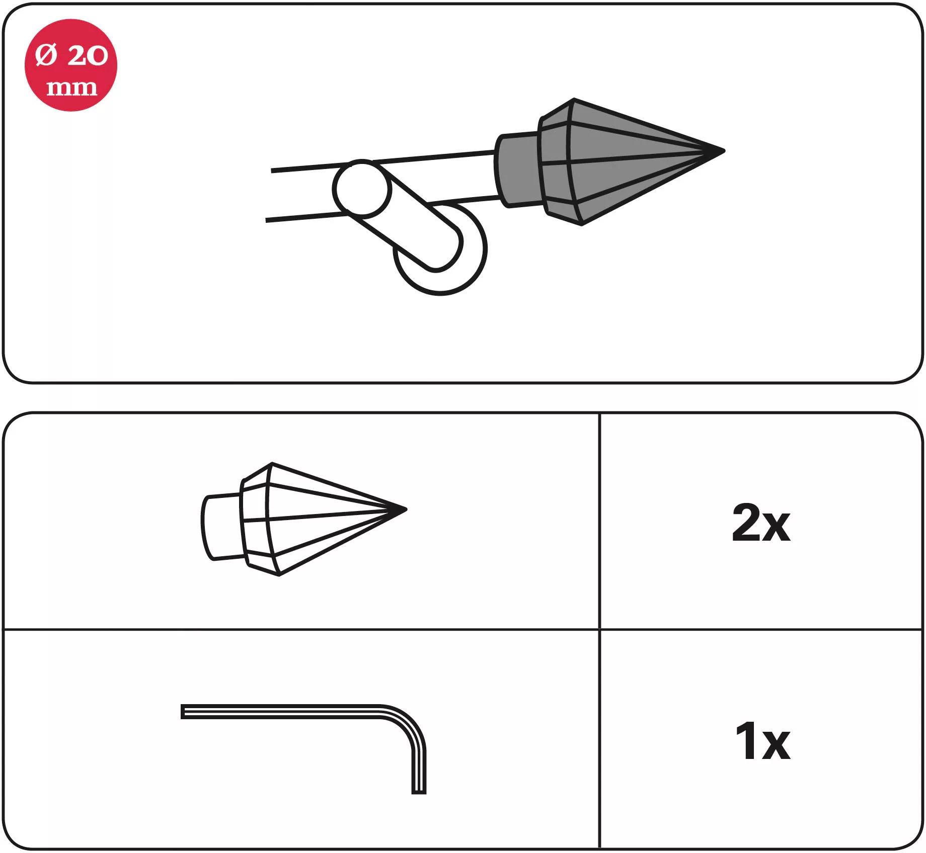 GARDINIA Gardinenstangen-Endstück »Edition Facette Spitze«, (2 St.), Serie günstig online kaufen