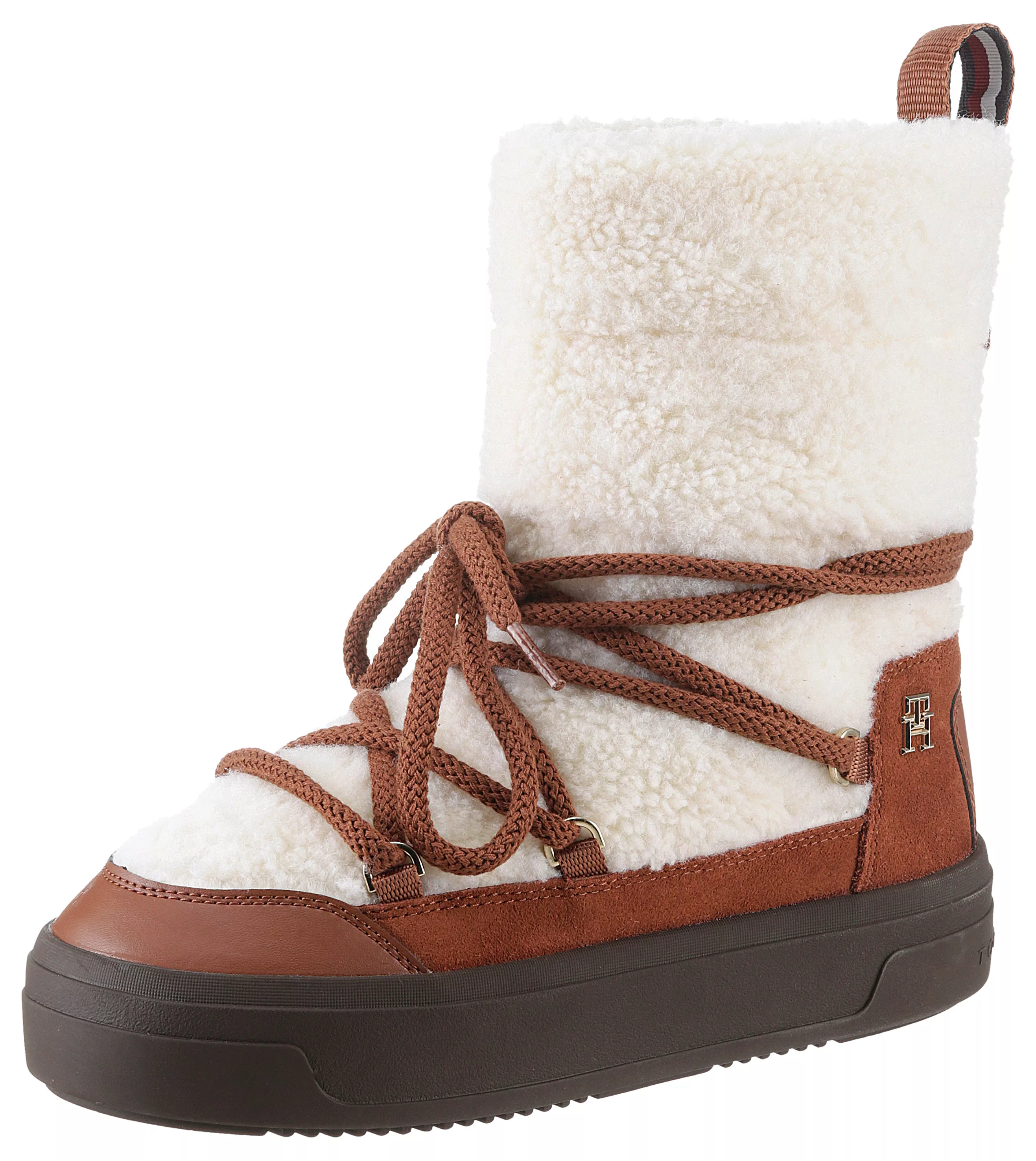 Tommy Hilfiger Snowboots "LACE-UP FAUX SHEARLING SNOWBOOT", Plateau, Winter günstig online kaufen