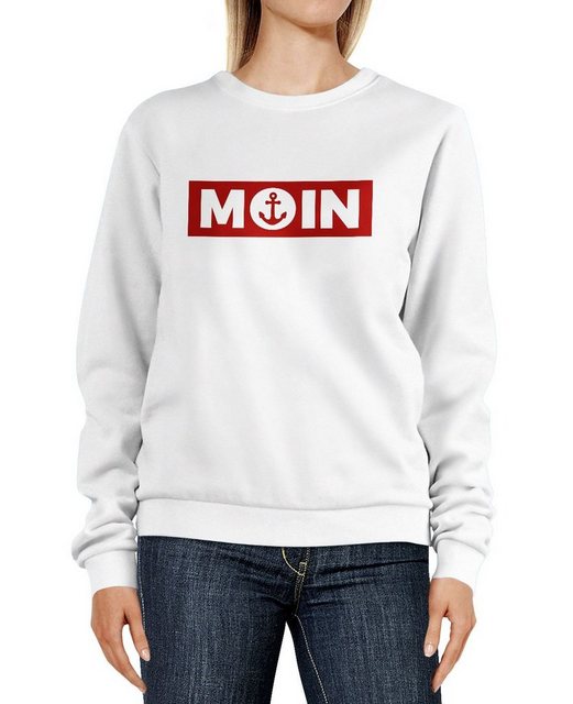 Neverless Sweatshirt Sweatshirt Damen Moin norddeutsch Morgen Anker Badge R günstig online kaufen