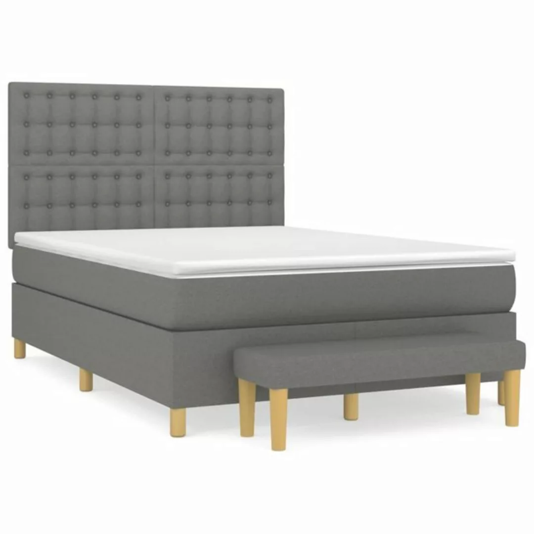 vidaXL Bettgestell Boxspringbett mit Matratze Dunkelgrau 140x190 cm Stoff B günstig online kaufen