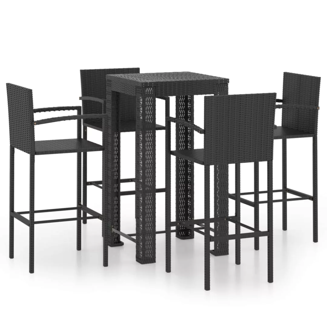 5-tlg. Garten-bar-set Mit Armlehnen Poly Rattan Schwarz günstig online kaufen