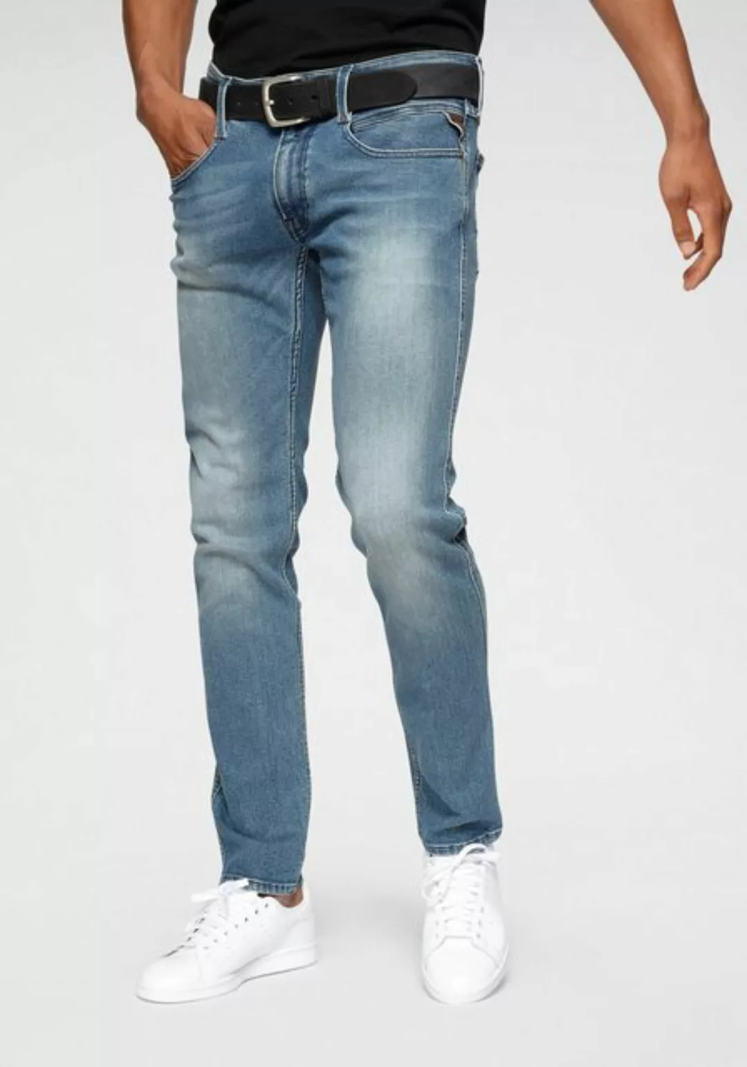 Replay Herren Jeans Anbass - Slim Fit - Blau - Medium Blue Denim günstig online kaufen