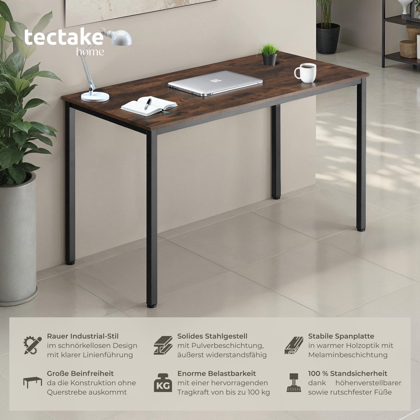 tectake Schreibtisch Computertisch Vanport 120x60x75,5cm (1-St., günstig online kaufen