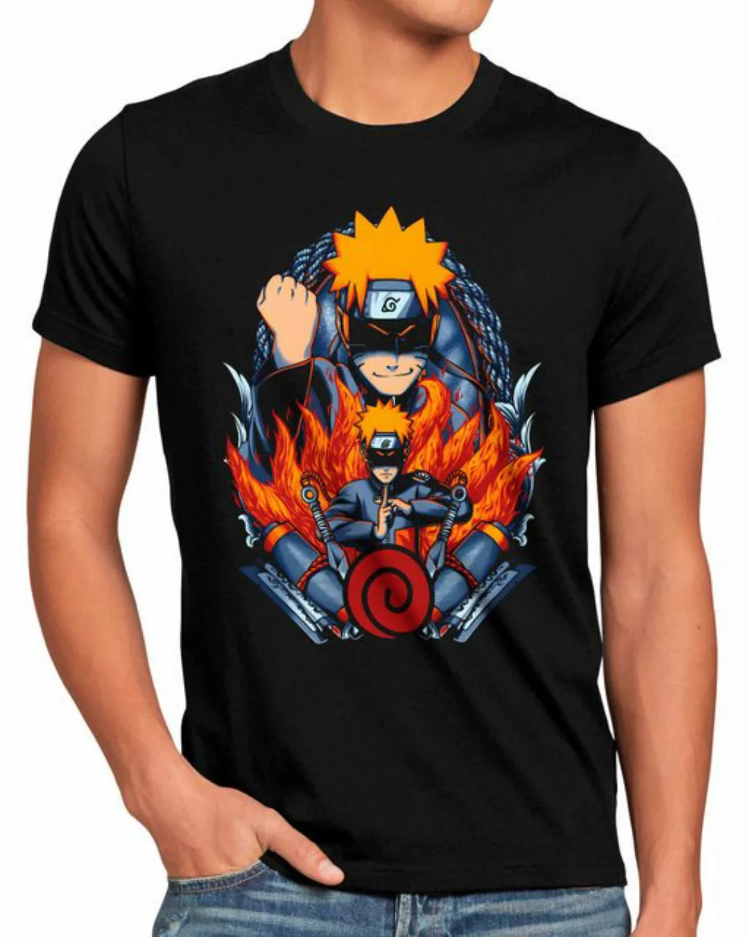 style3 Print-Shirt Herren T-Shirt Nine Tailed Fighter kakashi sasuke shikam günstig online kaufen