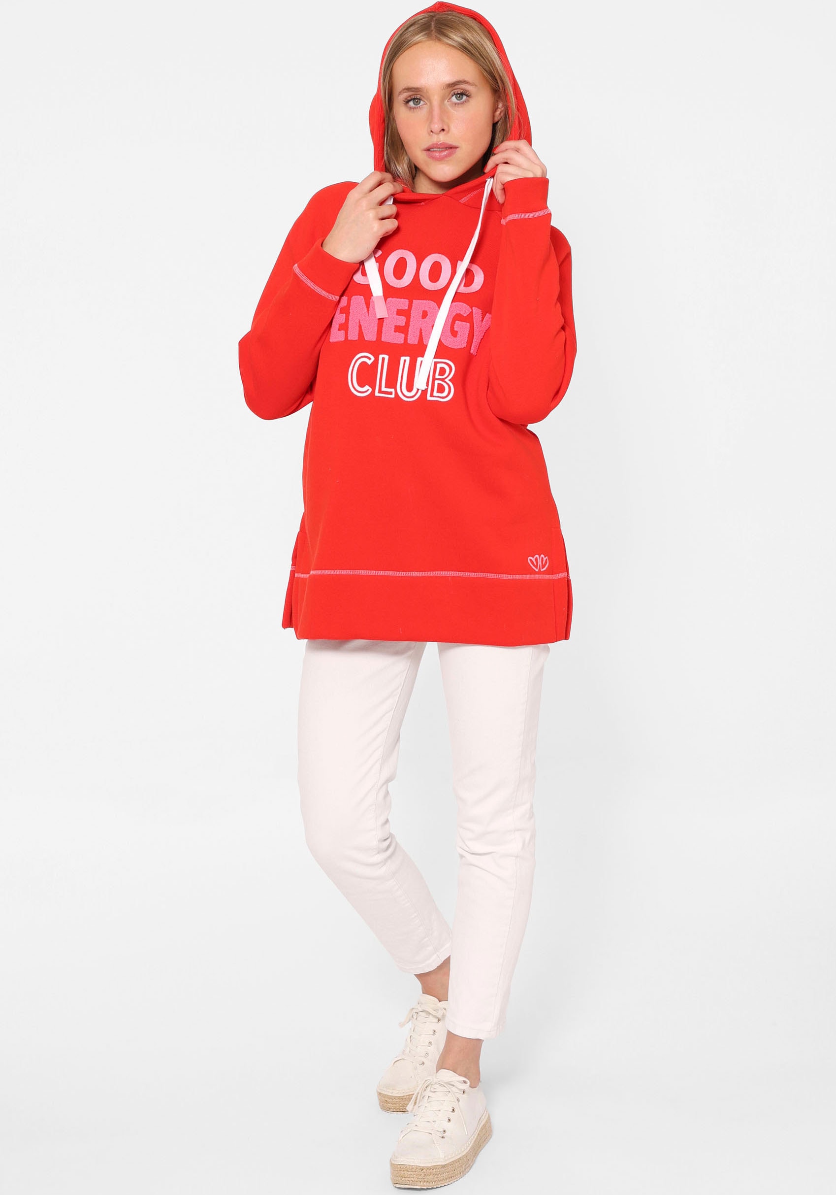 Zwillingsherz Hoodie ""Good Energy Club"", Oversized mit Kapuze und Front u günstig online kaufen