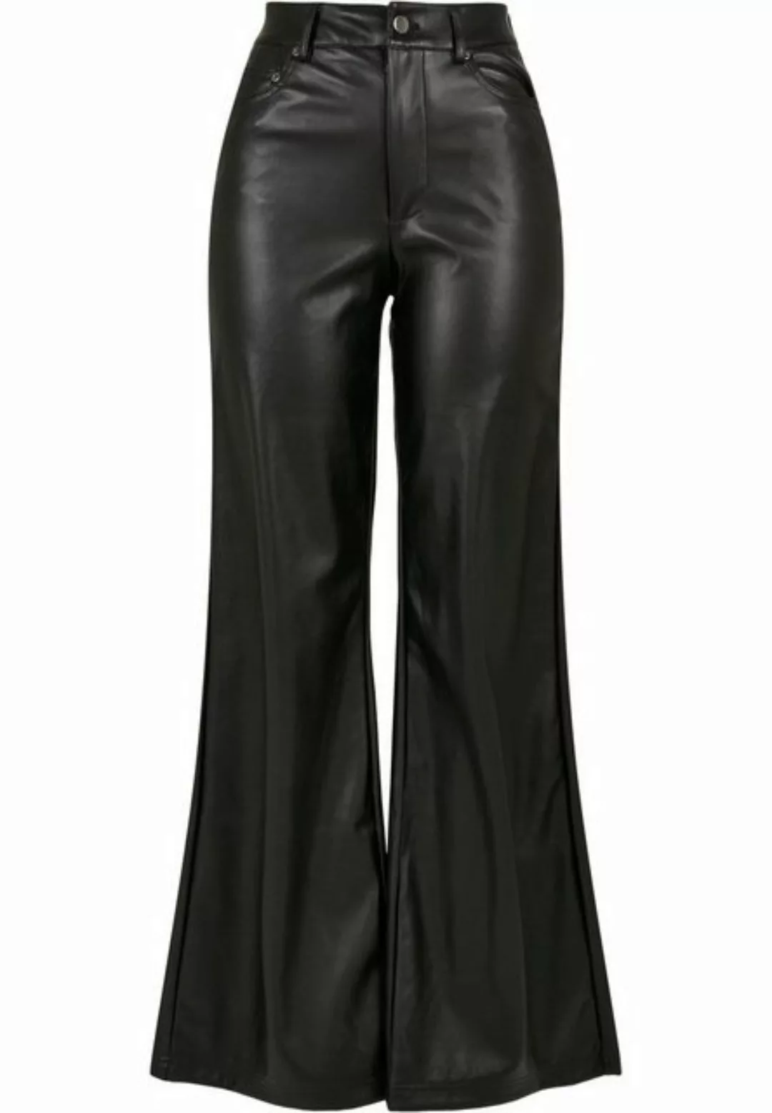 URBAN CLASSICS Stoffhose Urban Classics Damen Ladies Faux Leather Wide Leg günstig online kaufen