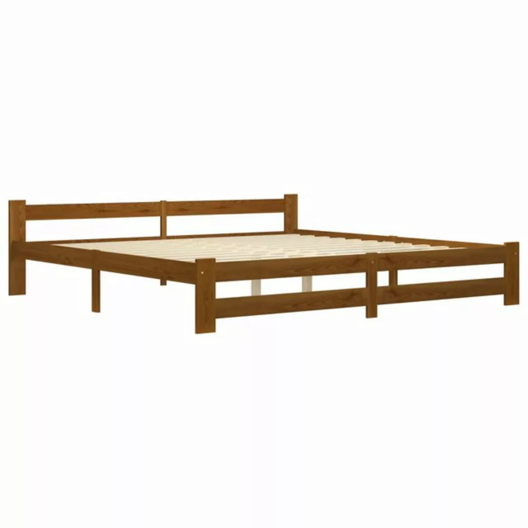 vidaXL Bettgestell Massivholzbett Honigbraun Kiefer 200x200 cm Doppelbett B günstig online kaufen