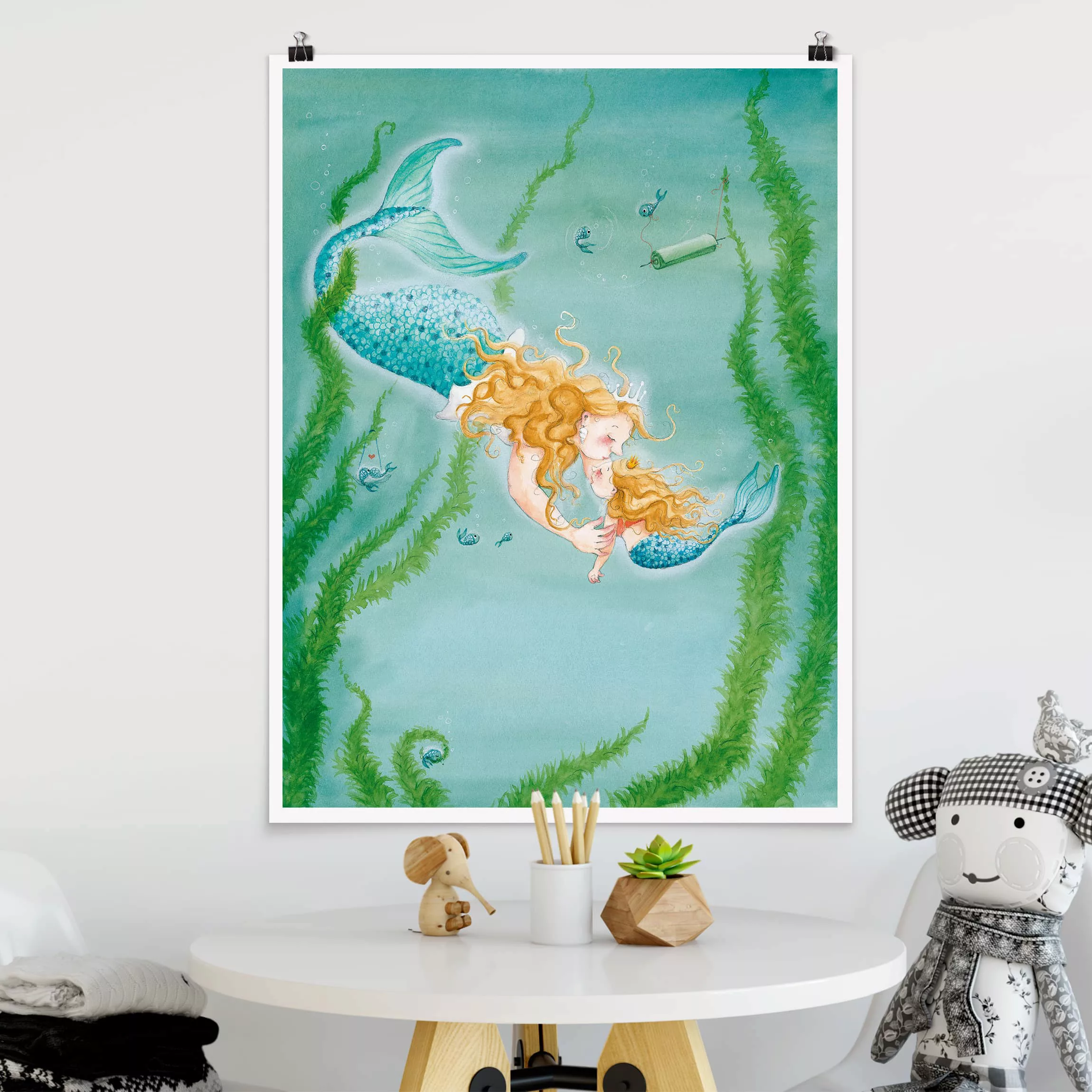 Poster Kinderzimmer - Hochformat Matilda die kleine Meerjungfrau - Die Köni günstig online kaufen